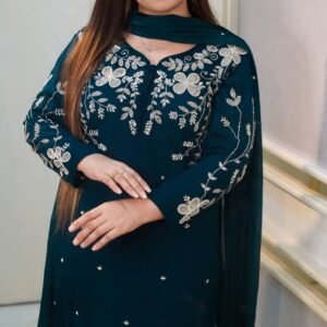 প্রিমিয়াম রেয়ন কটন এমব্রয়ডারি থ্রি-পিস সেট