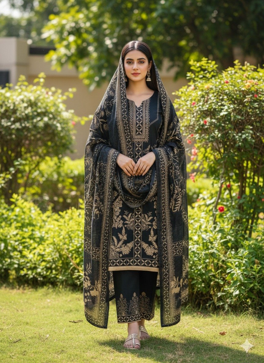 🌸 প্রিমিয়াম দুবাই সফট সিল্ক থ্রি-পিস 🌸