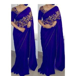 প্রিমিয়াম ইন্ডিয়ান জর্জেট এমব্রয়ডারি শাড়ি উইথ ব্লাউজ পিস