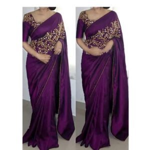 প্রিমিয়াম ইন্ডিয়ান জর্জেট এমব্রয়ডারি শাড়ি উইথ ব্লাউজ পিস