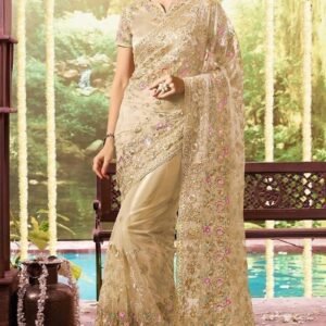 প্রিমিয়াম ইন্ডিয়ান জর্জেট এমব্রয়ডারি শাড়ি