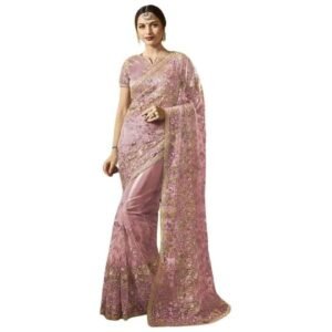 প্রিমিয়াম ইন্ডিয়ান জর্জেট এমব্রয়ডারি শাড়ি