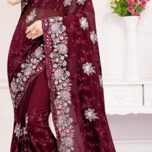 ইন্ডিয়ান জর্জেট শাড়ি ব্লাউজ পিস সহ