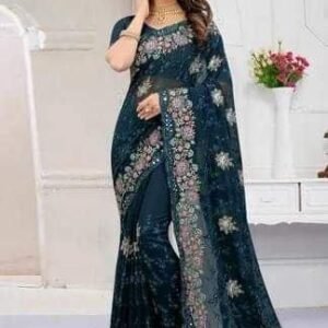 ইন্ডিয়ান জর্জেট শাড়ি ব্লাউজ পিস সহ