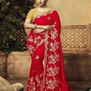 ইন্ডিয়ান জর্জেট শাড়ি ব্লাউজ পিস সহ