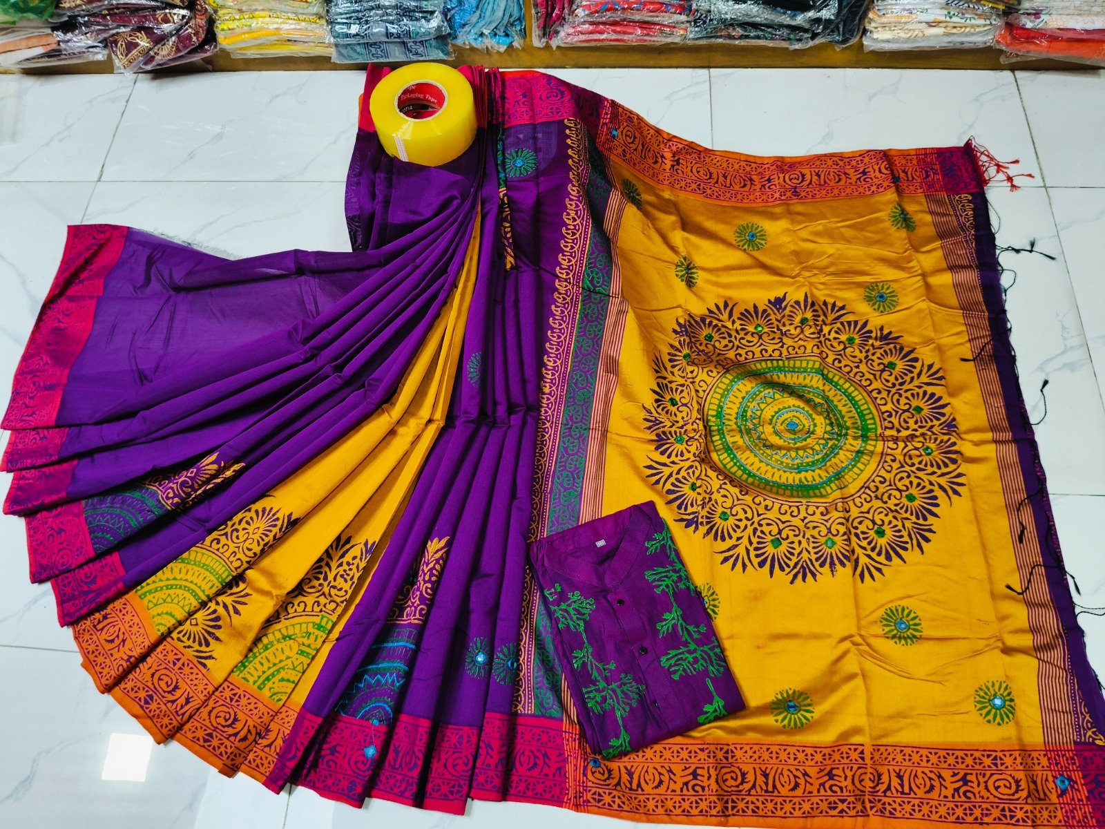 টাঙ্গাইল ধুপিয়ান সিল্ক শাড়ি পাঞ্জাবির কাপল ড্রেস