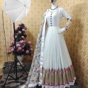 সেমী স্টিচড জর্জেট এমব্রয়ডারি পার্টি ড্রেস