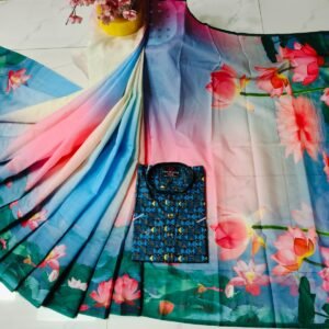 চান্দুরী ডিজিটাল প্রিন্টের শাড়ি এবং পাঞ্জাবি কাপল ড্রেস