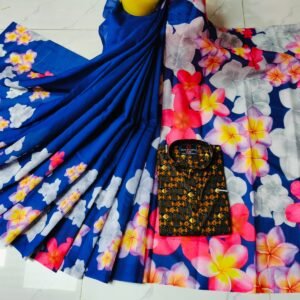 চান্দুরী ডিজিটাল প্রিন্টের শাড়ি এবং পাঞ্জাবি কাপল ড্রেস