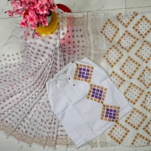 হাফ সিল্ক ব্লক প্রিন্ট কাপল সেট