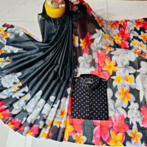 চান্দুরী ডিজিটাল প্রিন্টের শাড়ি এবং পাঞ্জাবি কাপল ড্রেস