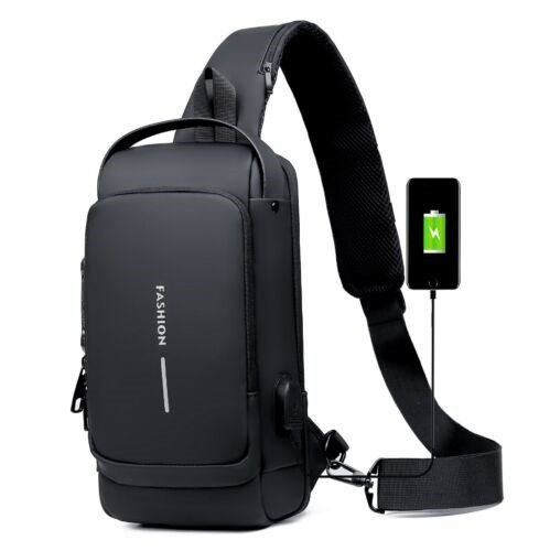 USB charging sport sling Anti-theft shoulder bag