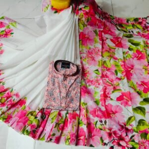 চান্দুরী ডিজিটাল প্রিন্টের শাড়ি এবং পাঞ্জাবি কাপল ড্রেস