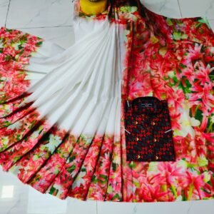 চান্দুরী ডিজিটাল প্রিন্টের শাড়ি এবং পাঞ্জাবি কাপল ড্রেস