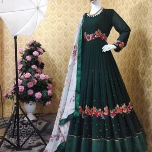 রেডিমেড জর্জেট এমব্রয়ডারি পার্টি ড্রেস