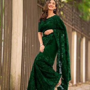 ইন্ডিয়ান জর্জেট শাড়ি ব্লাউজ পিস সহ