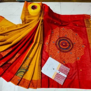 টাঙ্গাইল ধুপিয়ান সিল্ক শাড়ি পাঞ্জাবির কাপল ড্রেস