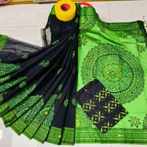 টাঙ্গাইল ধুপিয়ান সিল্ক শাড়ি পাঞ্জাবির কাপল ড্রেস