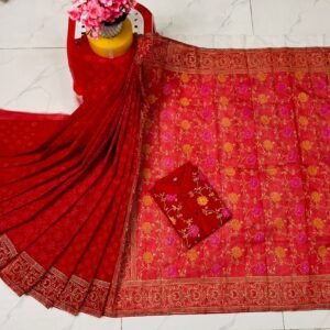 হাফ সিল্ক ব্লক প্রিন্ট কাপল সেট