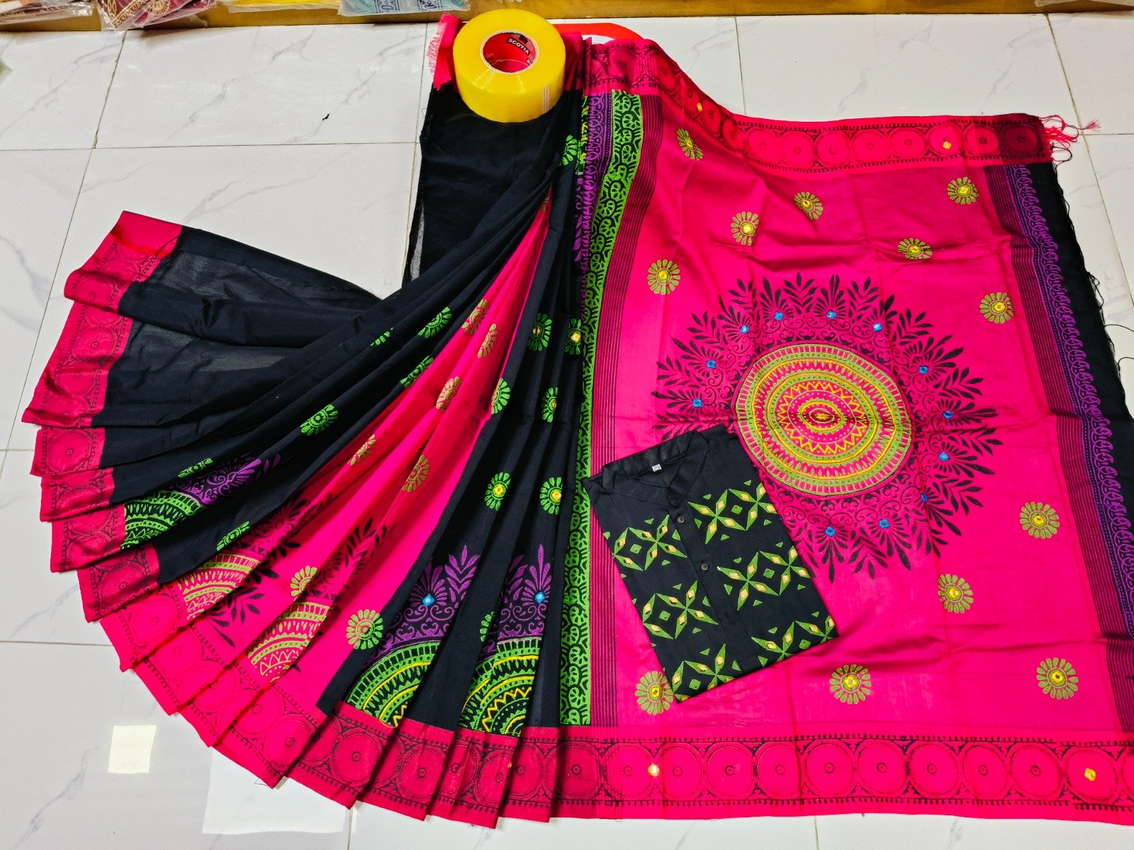 টাঙ্গাইল ধুপিয়ান সিল্ক শাড়ি পাঞ্জাবির কাপল ড্রেস