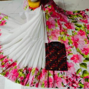 চান্দুরী ডিজিটাল প্রিন্টের শাড়ি এবং পাঞ্জাবি কাপল ড্রেস