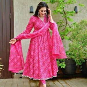 প্রিমিয়াম কটন আঙ্গোরাখা স্টাইল গাউন​