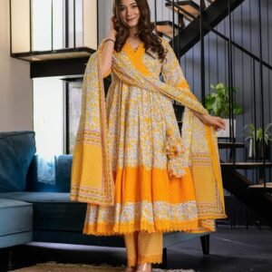 প্রিমিয়াম কটন আঙ্গোরাখা স্টাইল গাউন​