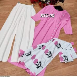 🌸 এক্সক্লুসিভ রেয়ন কুর্তি ও প্লাজো সেট (৩-পিস) 🌸