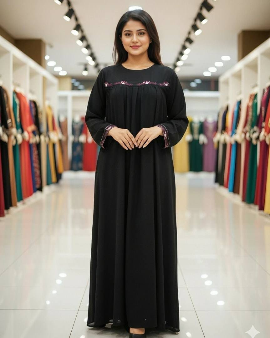 ফুল এমব্রয়েডারি বোরকা