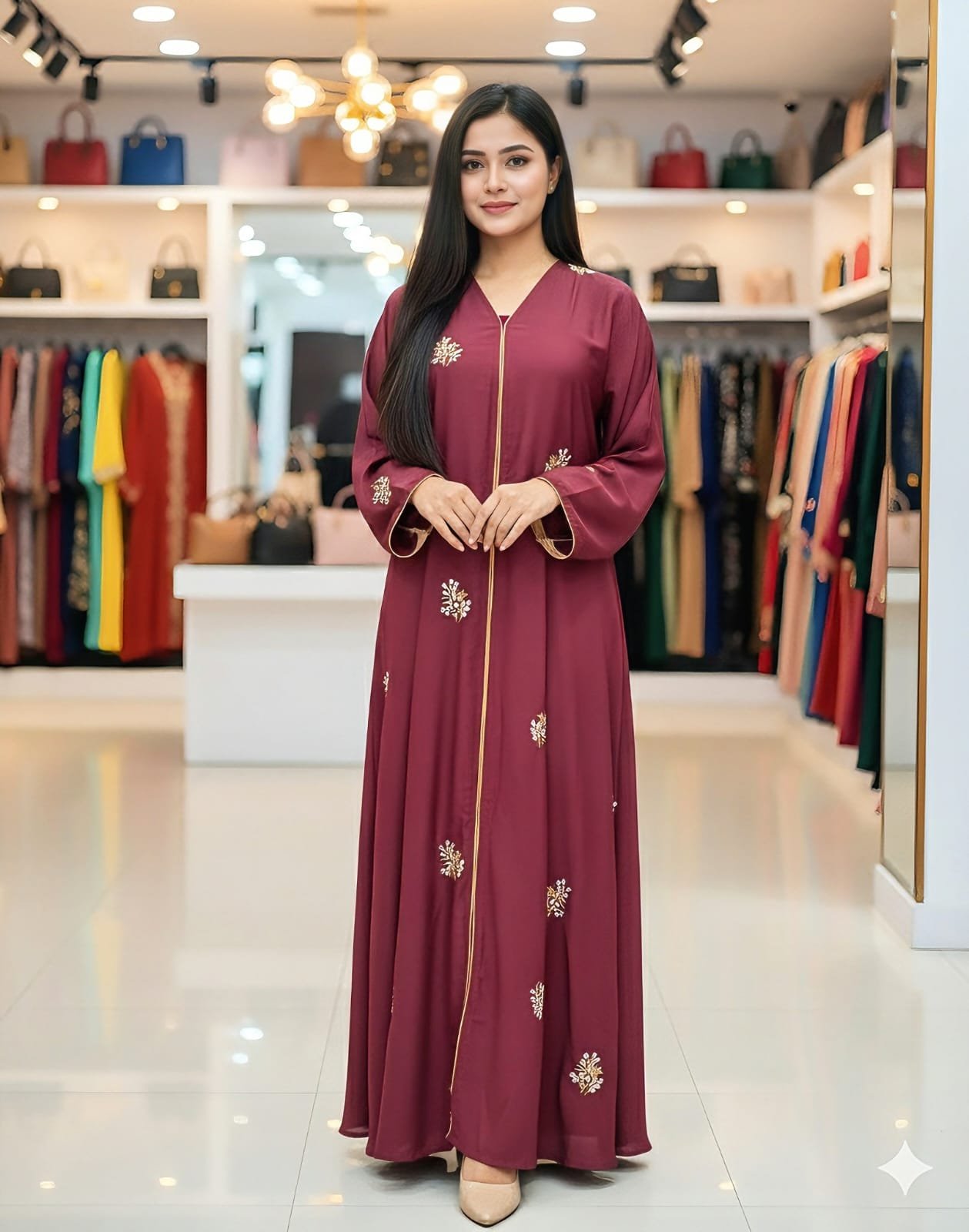 ফুল এমব্রয়েডারি বোরকা