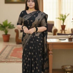 রাজকীয় সাজে জাপানি সিল্ক শাড়ি