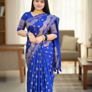 রাজকীয় সাজে জাপানি সিল্ক শাড়ি