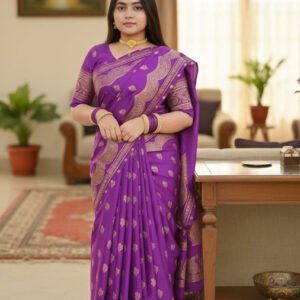 রাজকীয় সাজে জাপানি সিল্ক শাড়ি